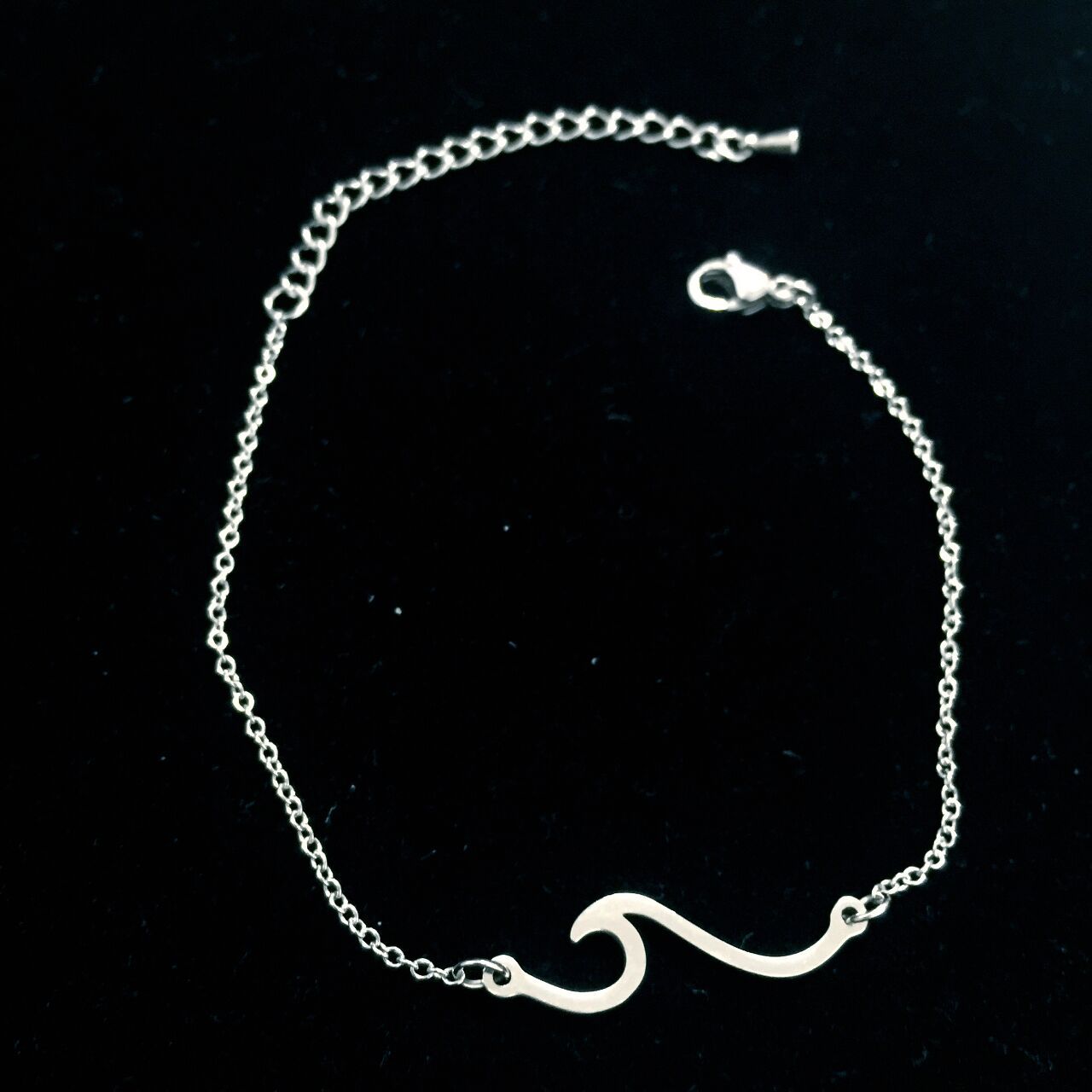 Tobillera de acero inoxidable con colgante bohemio para mujer, accesorios para playa: one wave