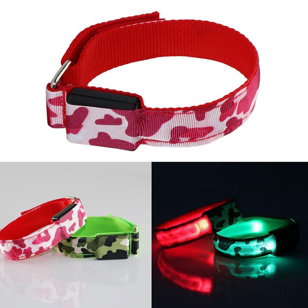 Sports LED Reflective Band Camouflage Bracelet Ankle Leg Strap Wristband Led Luminous Armbands for Party Jogging Running Cycling