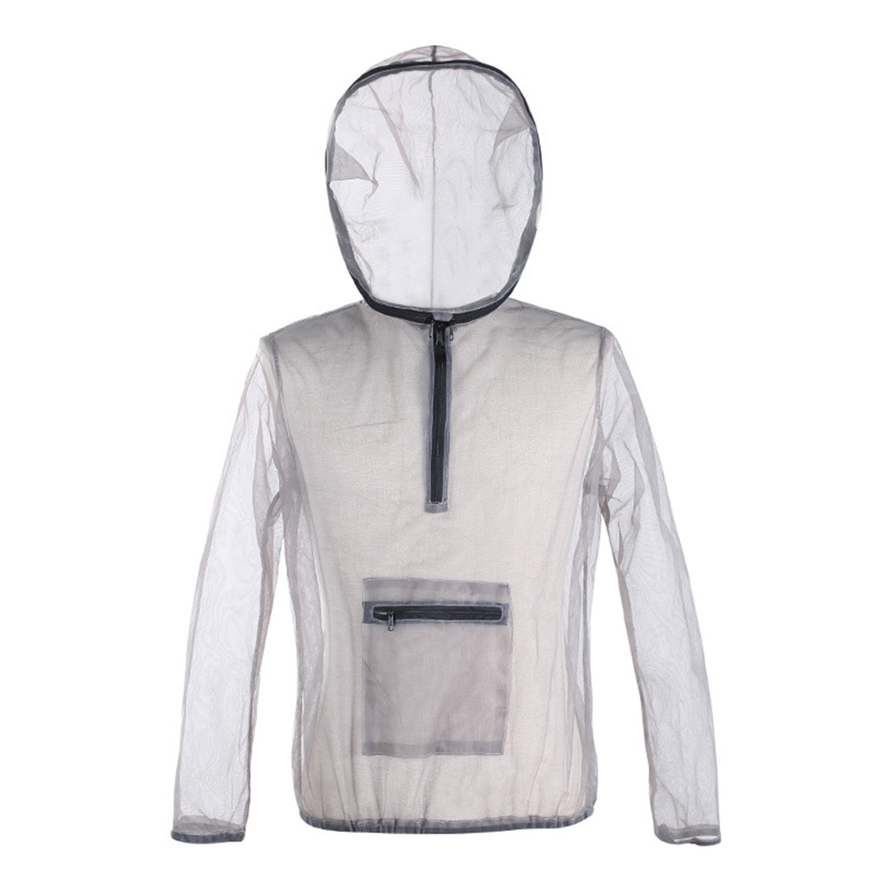 Men Outdoor Anti-mosquito Fishing Mesh Hooded Long Sleeve Jacket Coat Top Suit Fishing Camping Clothes