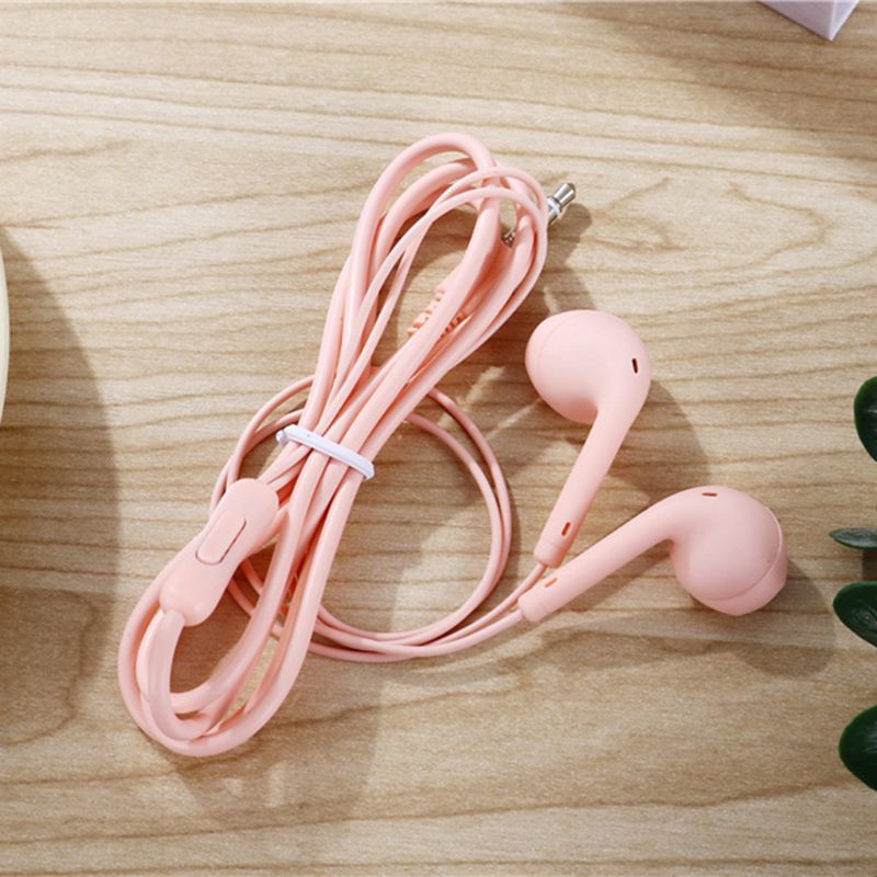 Sport Earphone Wired Super Bass 3.5mm Earphone Earbud with Built-in Microphone Hands Free: Pink