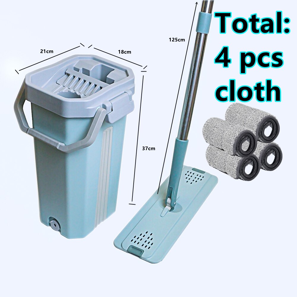 Plano apretar magia trapeador automático y el cubo para la casa y cocina lavado mopa para limpiar el piso Cubo de madera balde con mopa para pisos conjunto: mop 4 pads