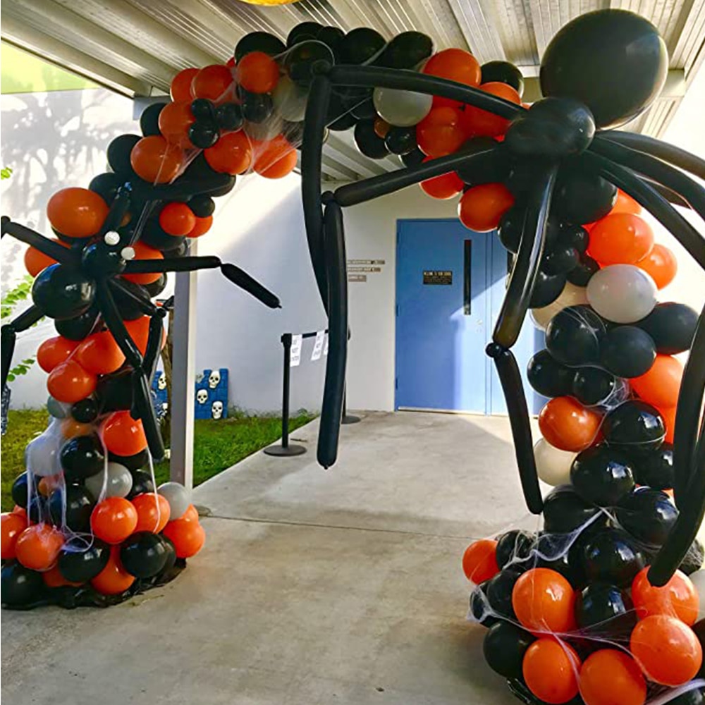 142 stuks halloween ballon slinger boog kit met halloween zwart oranje grijze ballonnen spinnen ballonnen voor halloween feest decoratie