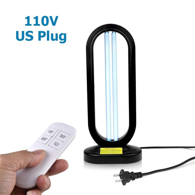 185nm 50w ultraviolet uvc lamp desinfectie bacteriedodende kwartslampen ozon huishoudelijke uv-lamp sterilisator ontsmettingsmiddel voor thuis kamer: Zwarte 110v us stekker