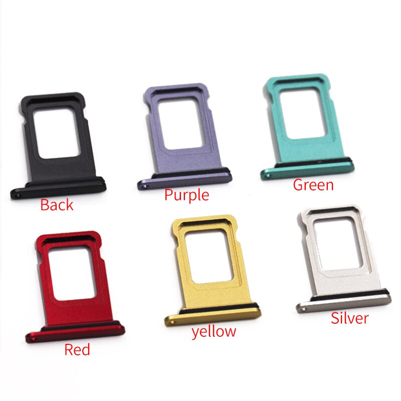 10 unids/lote Original/Dual, soporte de la tarjeta SIM ranura bandeja contenedor adaptador de reemplazo para iPhone 11 con anillo resistente al agua