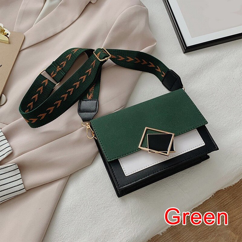 Crocodile pattern Shoulder Women's Matte Contrast Color Shoulder Messenger Bag Small Square Bag сумка женская: Green 2