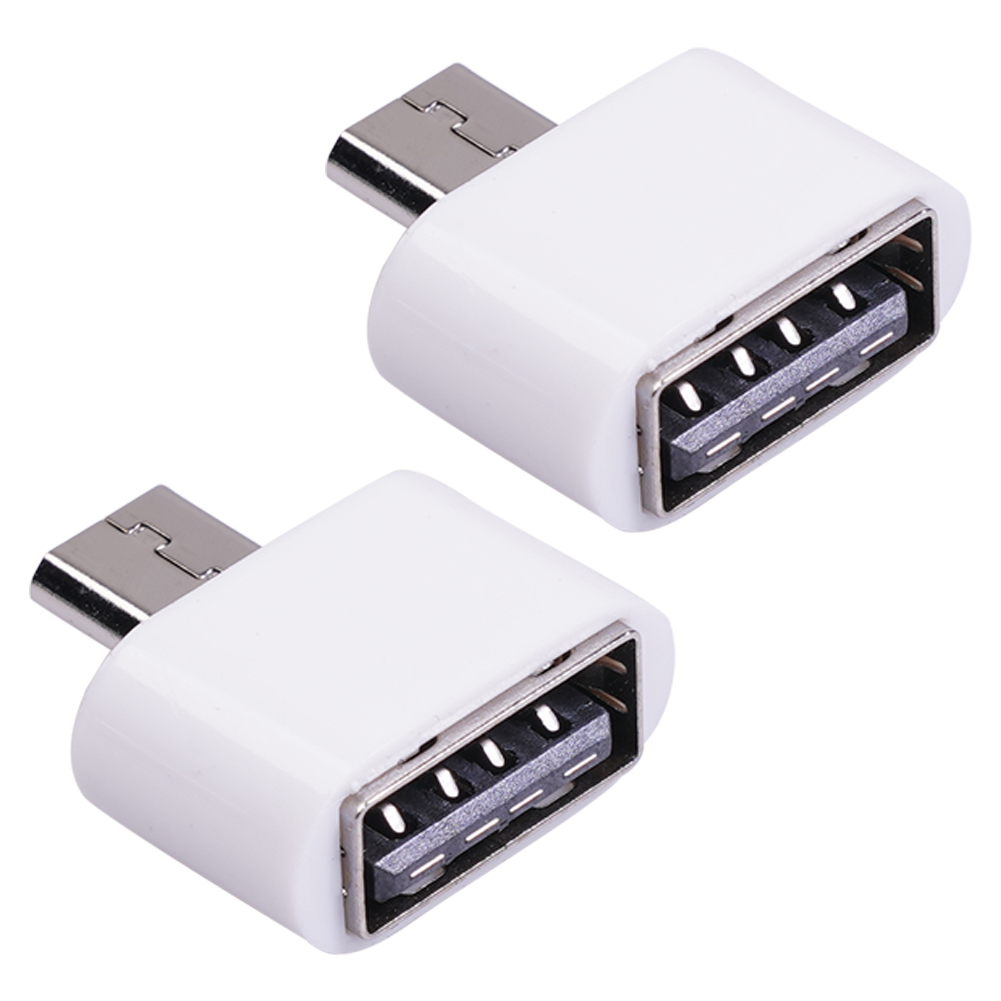 Portable OTG Converter Micro USB 2.0 Female to Micro USB Male Data Adapter Converter Connector: 2 pcs White