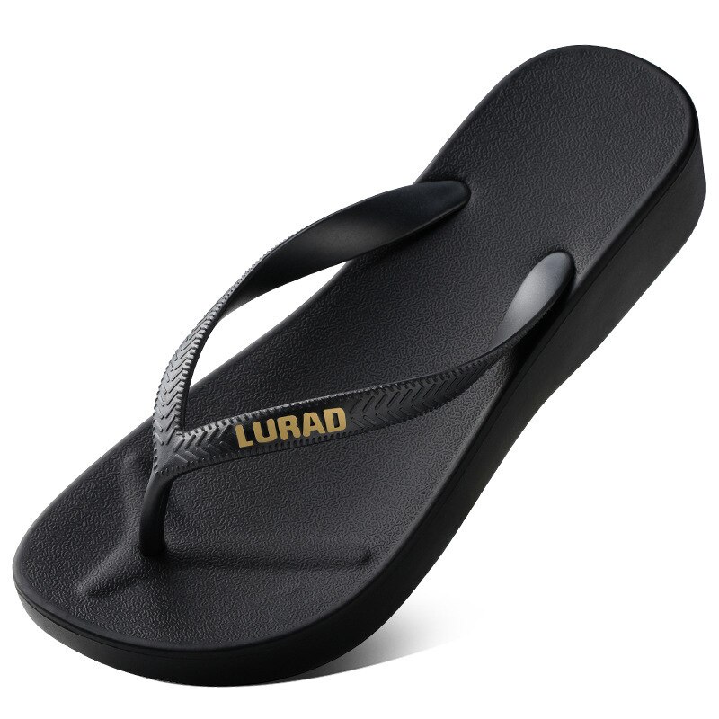 Chanclas simples de tacón Semi-alto para mujer, chanclas de plataforma, chanclas, chanclas de talón inclinado para la playa, zapatos de para hombre: Black / 39-40