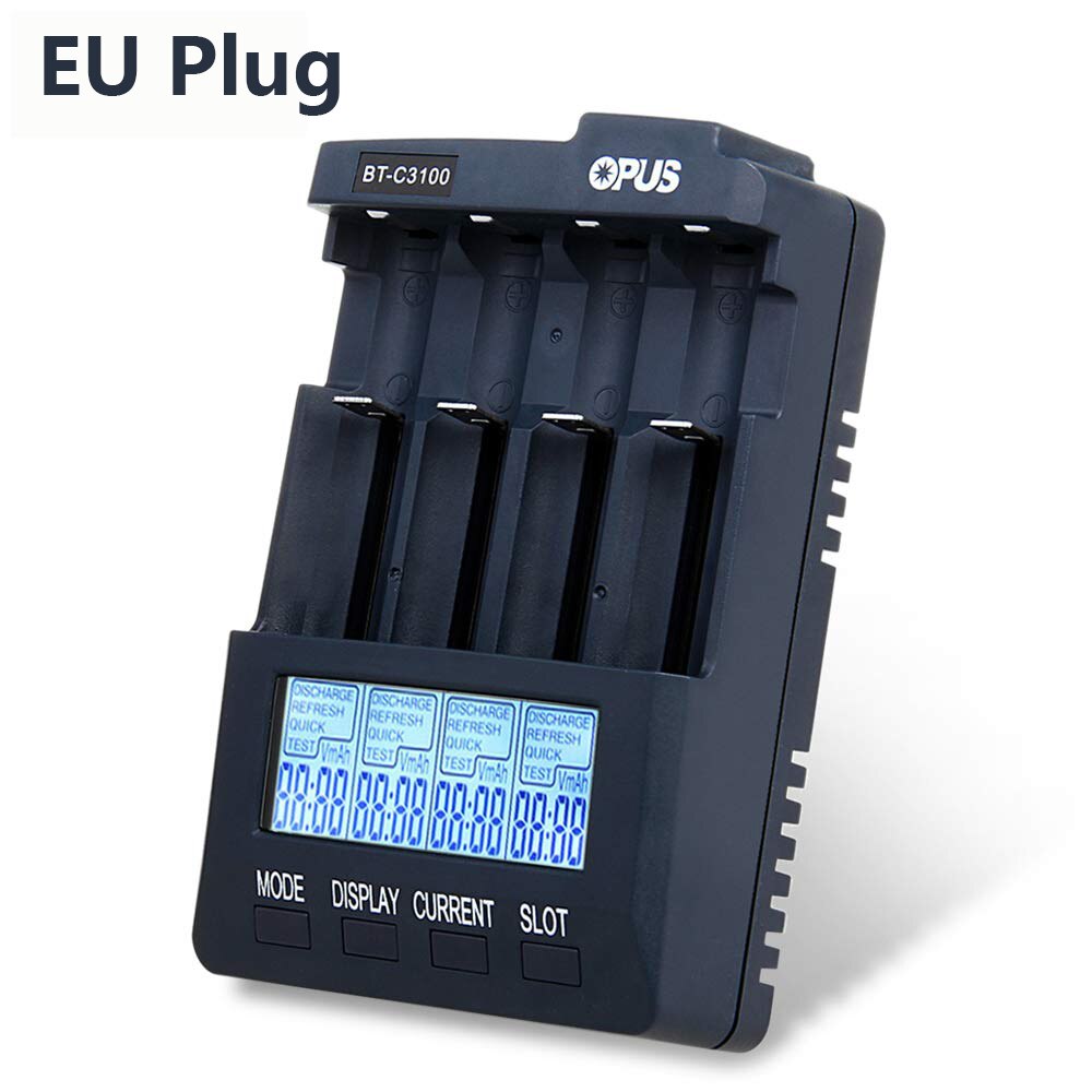 Opus BT-C3100 V2.2 4 Slots Standaard Batterij Oplader Intelligente Lader Voor Ni-Mh Nicd Aa Aaa 10440 18650 Oplaadbare Batterijen: EU Plug