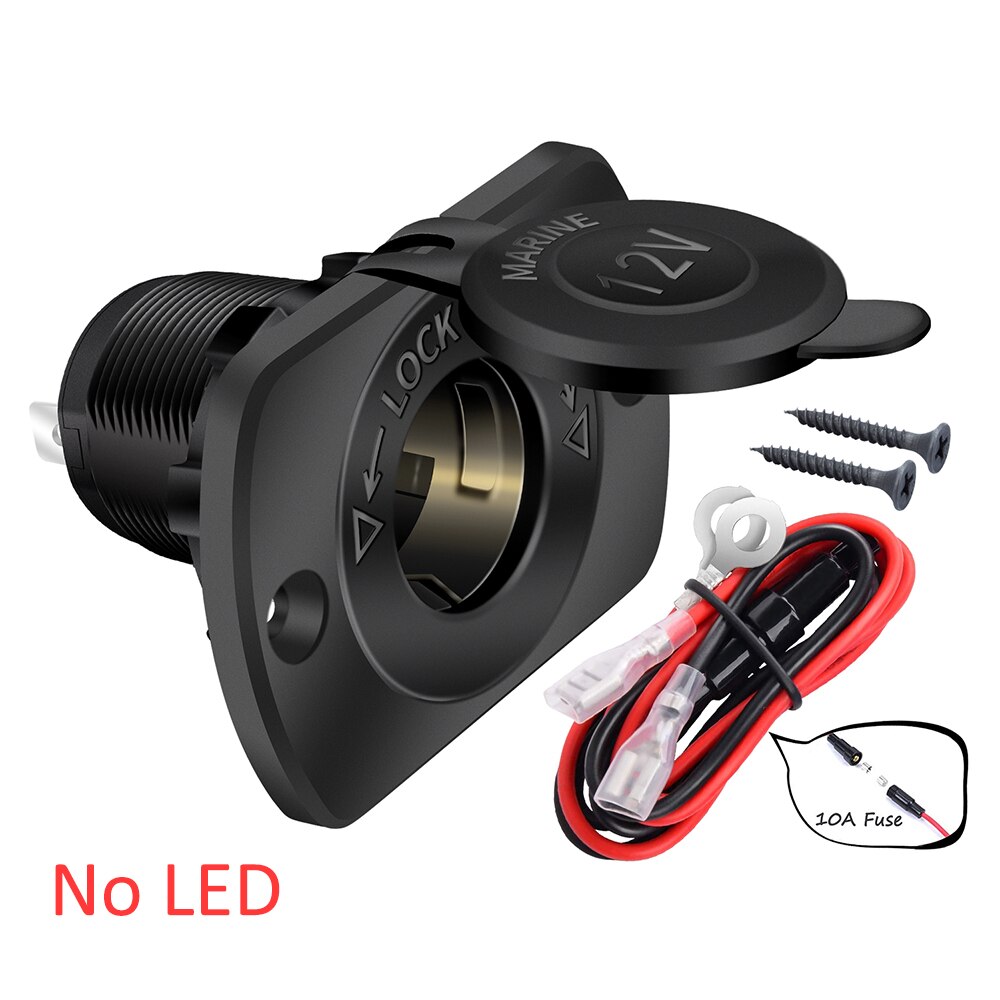 12 V Auto-Zigarettenanzünder-Buchse Femaile 12 Volt Steckdose Ersatz mit blauer LED wasserdicht für Stiefel Marine Motorrad: Schwarz
