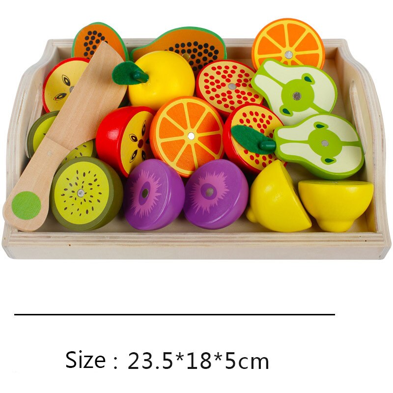 Montessori cut fruits and vegetables toys wooden classic game simulation kitchen series toys early education play house toy: C