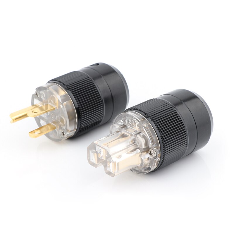 Audio Power Plug Connector - US Plug + IEC Plug - Gold Plated Brass - for Hifi Power Cable