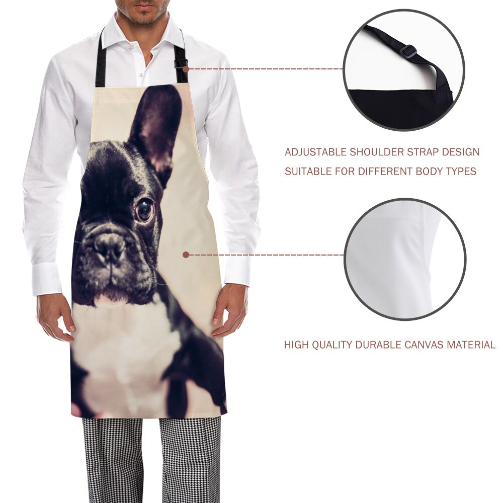 Keukenschort Hond Dier Huisdier Zwart Leuke Vechten Verstelbare Bib Canvas Schorten Voor Vrouwen Koken Bakken Restaurant Schort Overgooier
