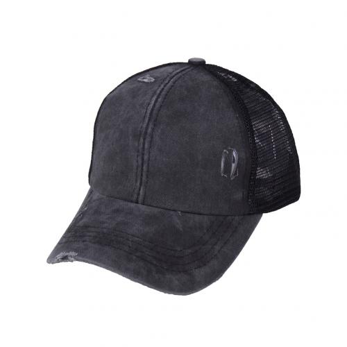 Paardenstaart Criss Cross Baseball Cap Outdoor Sport Verstelbare Anti Uv Mesh Hoed Baseball Cap Anti Uv Mesh Hoed Baseball Cap hoed Base: Black