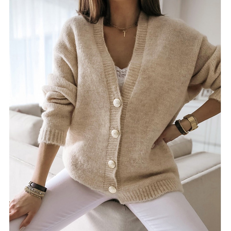 Herfst Winter Losse Truien Vrouwen Elegante V-hals Met Lange Mouwen Solid Single Breasted Slim Gebreide Vesten Office Dames Uitloper