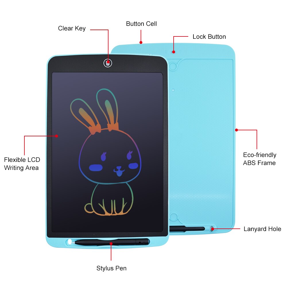 CHIPAL 12" Colorful LCD Drawing Tablet for Kids Writing Board Color Screen Digital Graphic Message Tablet for Handwriting Pads