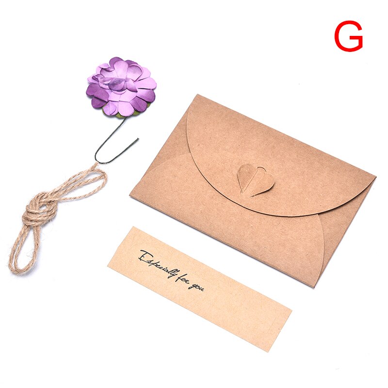 1pc retro diy kraft cartão de convite de papel com envelope feito à mão flores secas convites festa de casamento envelopes: purple carnation