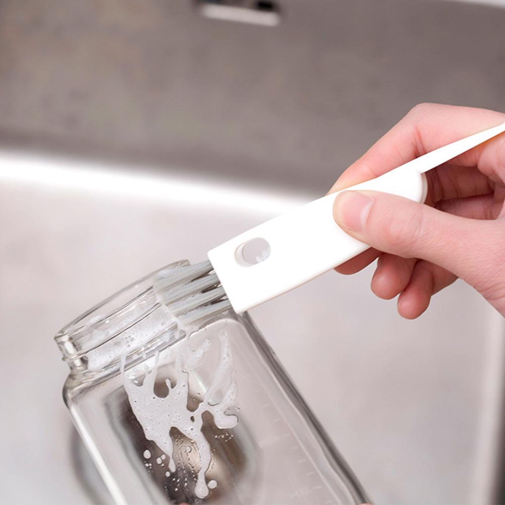 Dubbele Hoofd Groef Kloof Nylon Glas Borstel Lange Steel Cup Borstel Huishoudelijke Thee Keuken Wassen Cup Borstel Schoon Tool