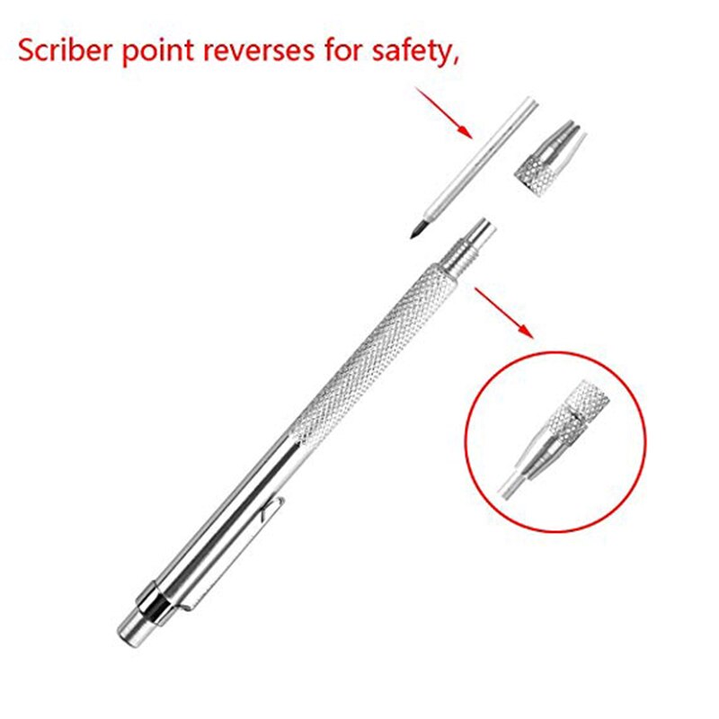 Silver Aluminum Carbide Scriber With Magnet Etching Engraving Pen For Glass