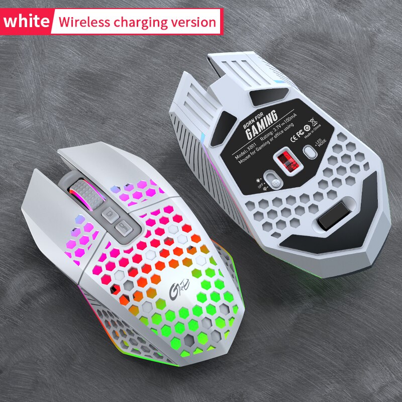 Honeycomb Hollow Ergonomically USB Wireless 8 Buttons Gaming Mouse Three-stage DPI RGB Gaming Mouse X801 Charging Mice