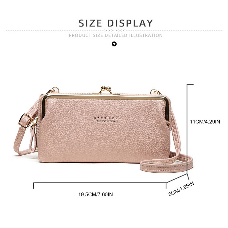 Phone Bag PU Leather Large Capacity Travel Portable Shoulder Bag Brand Ladies Crossbody Bag Messenger Bag