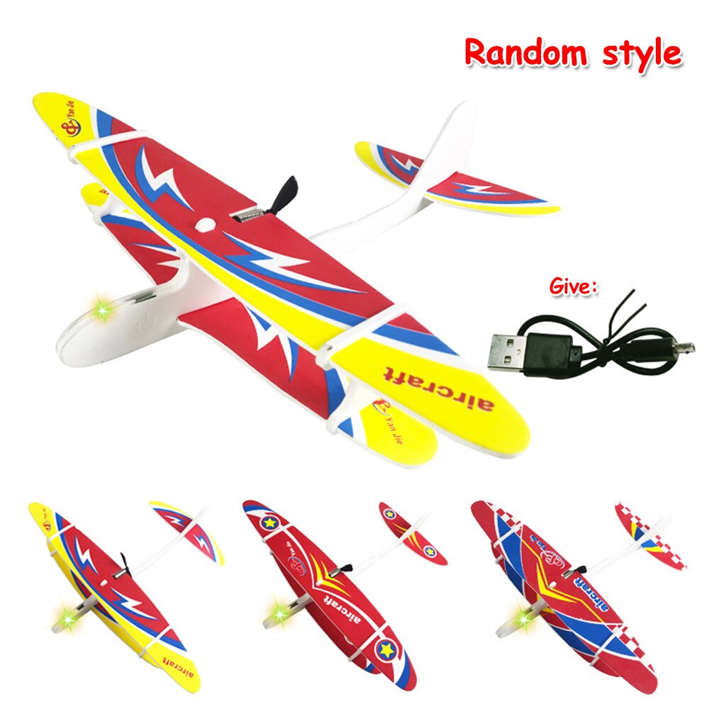 Diy Tweedekker Glider Foam Usb Hand Gooien Fly Vliegtuig Oplaadbare Elektrische Vliegtuigen Model Educatief Speelgoed Voor Kinderen