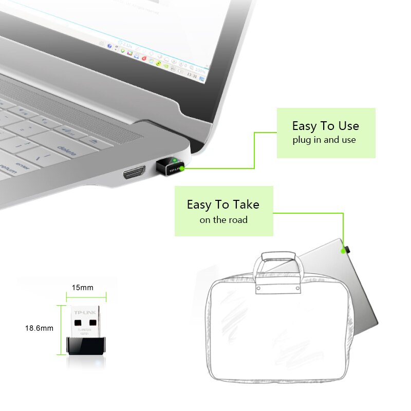 Scheda di rete senza fili di Wifi di WN725N di TP-LINK, TL-WN725N di collegamento di TP dell&#39;adattatore di WI-FI di 150Mbps per l&#39;antenna di Wi-fi di USB della rete del Computer