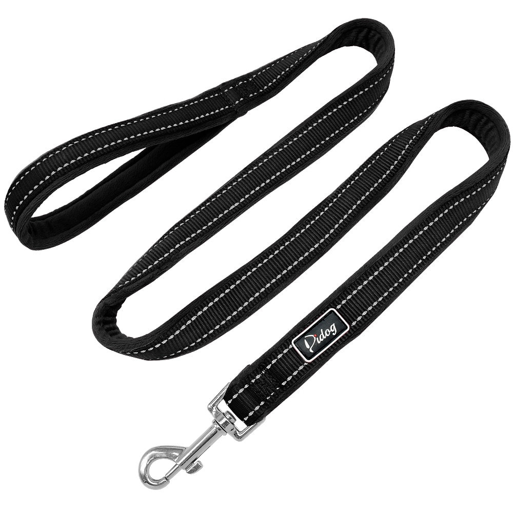 Correa suave de nailon reflectante para perro Pitbull, correa para correr y caminar para cachorros pequeños, medianos, grandes, correa de cuerda para perro mascota de 120cm: Black / S