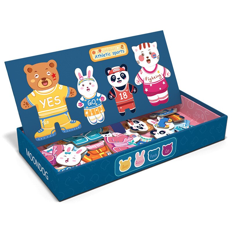 Magnetisk 3d puslespil puslespil til børn tegneserie dyr puslespil intelligens børn tidlig monterssori pædagogisk legetøj til børn