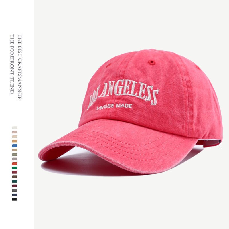 2022 Geborduurd Los Angeles Katoenen Baseball Cap Man Snapback Hoed Zwart Gemonteerd Vader Hoeden Voor Mannen Vrouwen Gorros hombre: Retro Red