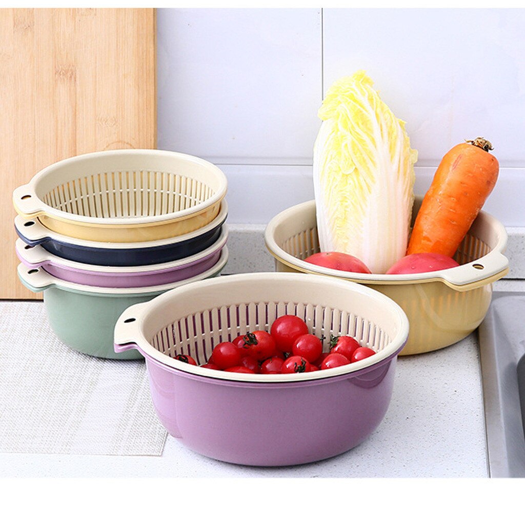 1 ud. Colador escurridor de cocina de plástico doble, colador de lavado de frutas y verduras, escurridor plegable, herramienta de cocina, triangulación de envíos