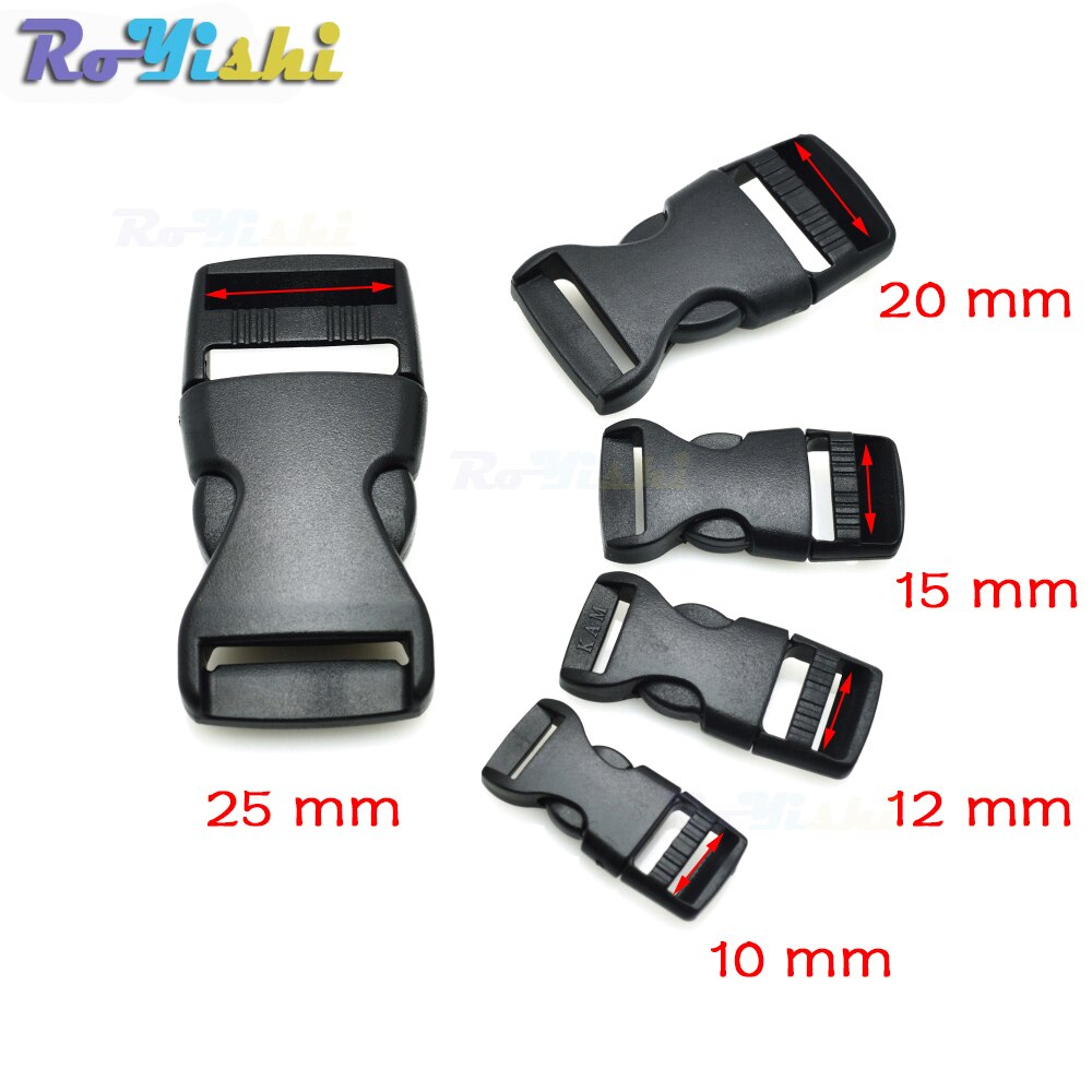 Plastic Side Release Buckles For Paracord Bracelet / Backpack Black