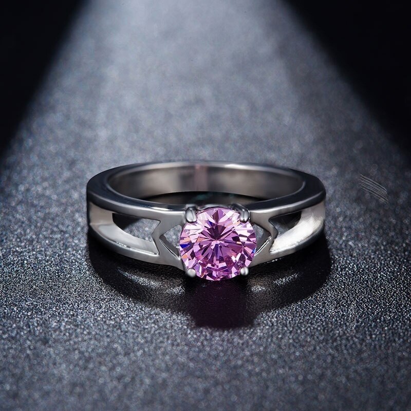 Trouwring Dames - Roestvrij Staal Zirkonia - Rond Geslepen - US Maat 6-9 - 3mm Band: 6 / Paars