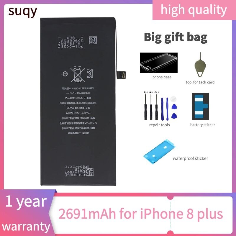 Suqy for Apple Iphone 6 6 s 7 8 Battery Original 0 Cycle for Iphone 4 4s 5 5s 5c Se 6 Plus 6s Plus 7 Plus 8 Plus Bateria Phones: for iphone 8 plus