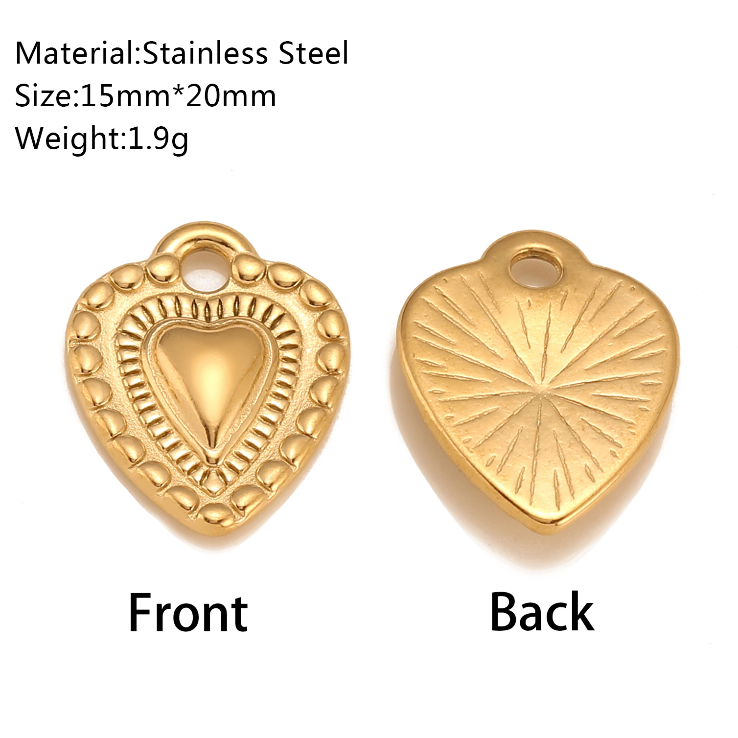 3 pezzi di ciondoli a forma di cuore/c lucchetto/trefoglio in acciaio inossidabile con simbolo della mano d'amore, non sbiadiscono, collana fai da te, braccialetto, creazione di gioielli: arancia