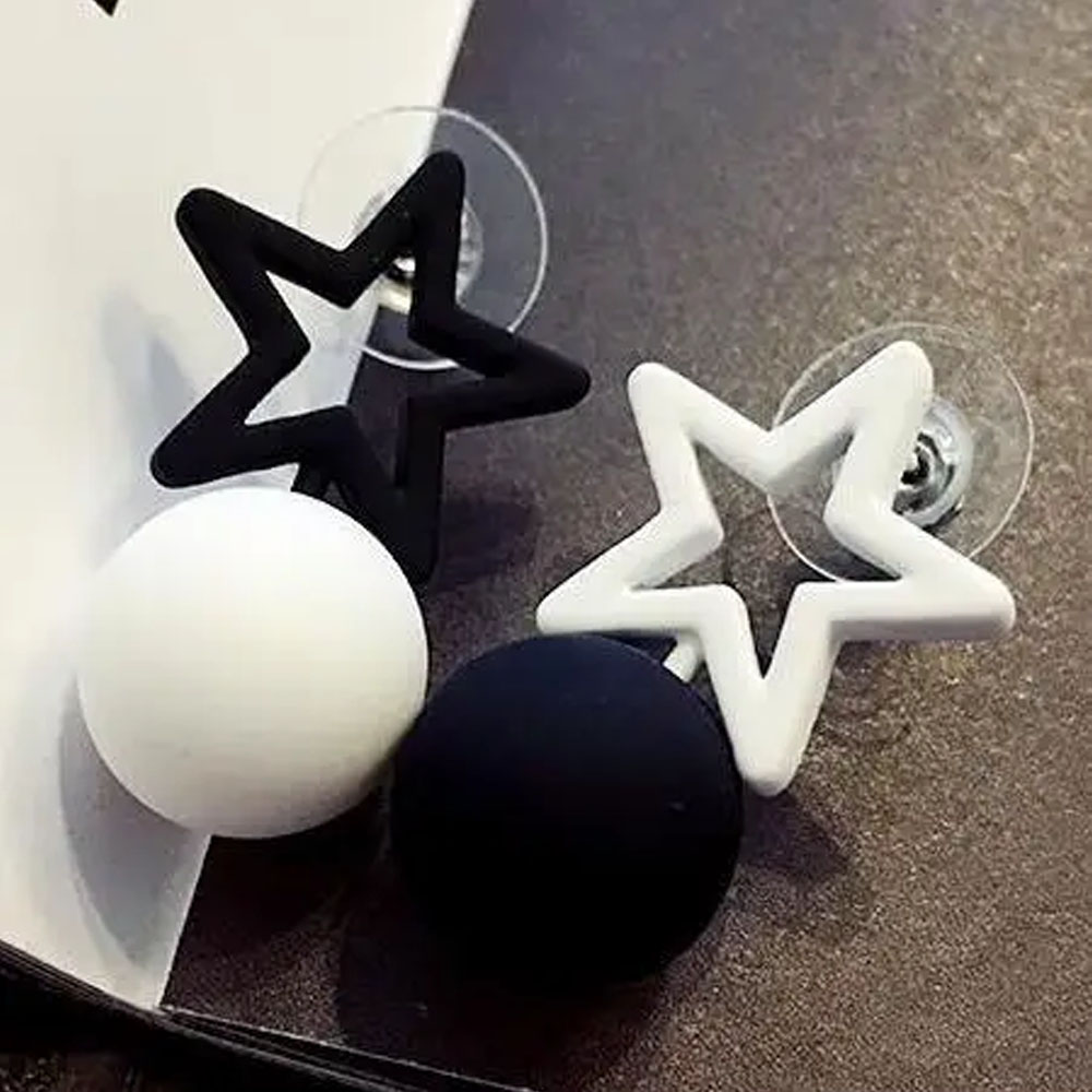 Koreanische Schwarz Weiß Dreieck Quadrat Pentagramm Ohrringe Einfache Ball Ohrringe Für Frauen Schmuck Ohrringe Brincos