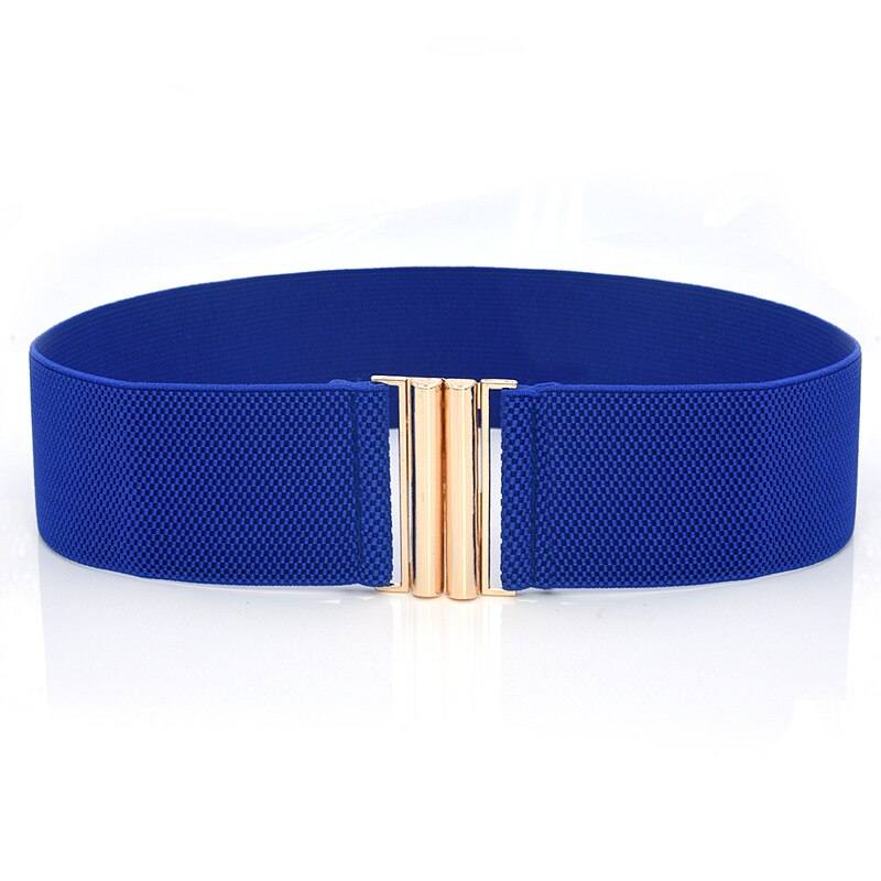 Cintura elastica larga da donna cintura tinta unita accessori cintura elasticizzata corsetto largo vita fibbia in metallo cintura femminile calda: Blu