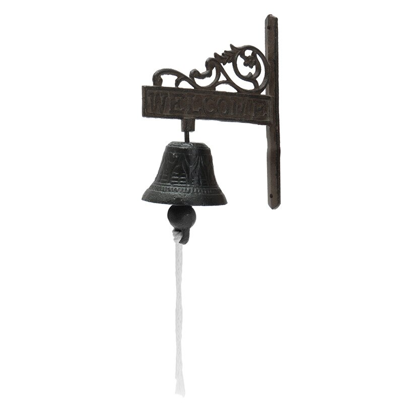 Timbre de Puerta de Hierro y Metal para decoración del jardín, estilo nórdico Vintage, marrón, montado en la pared, de bienvenida, inalámbrico