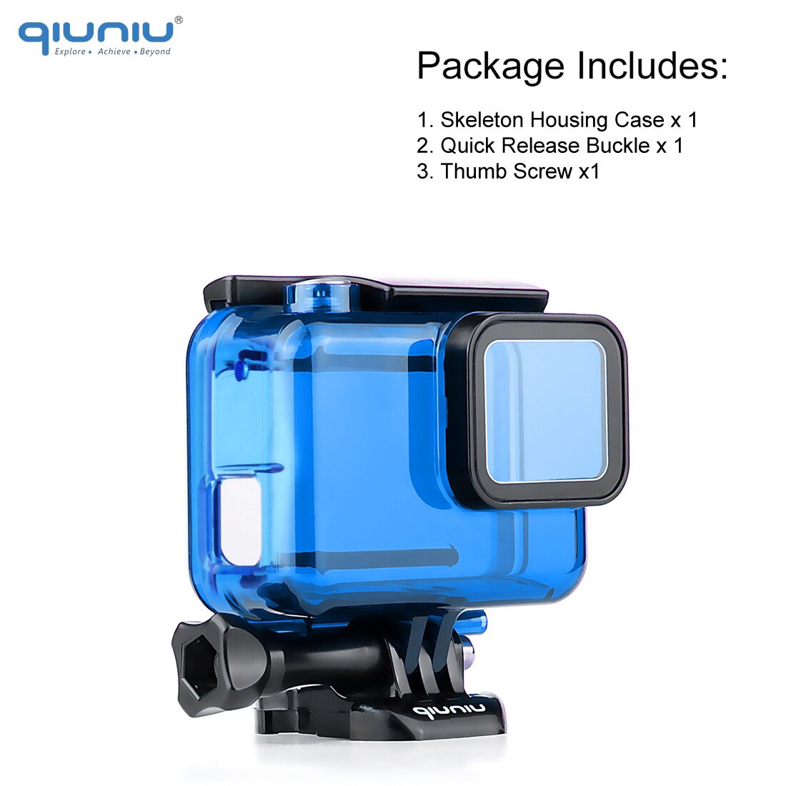 Qiuniu voor gopro hero 7/6/5 zwarte beschermende skeletbehuizing, zijwaartse open behuizing voor gopro 5 6 7 zwarte behuizing accessoires: Blauwe open koffer
