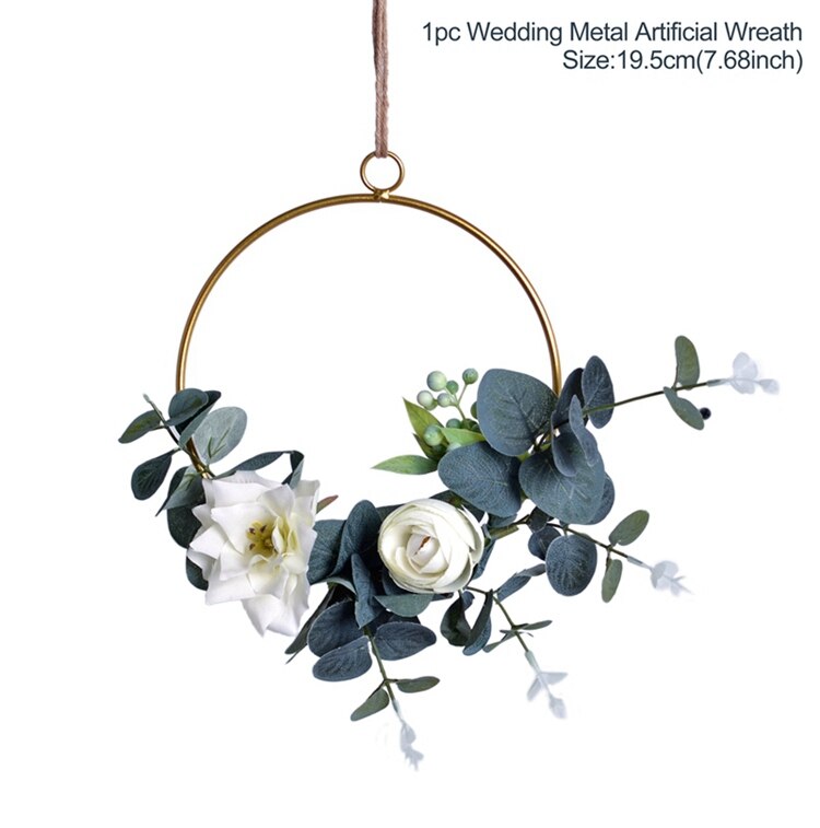 Fengrise nordisk stil geometrisk metal ring krans kunstig blomst krans ramme bryllup dekoration fødselsdagsfest væg hængende: Metal krans 01