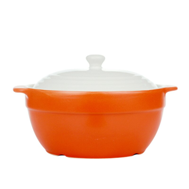 High Temperature Resistant Casserole Korean Simple Color Glaze Soup Pot Chinese Healthy Delicious Without Cracking: Orange 3L large