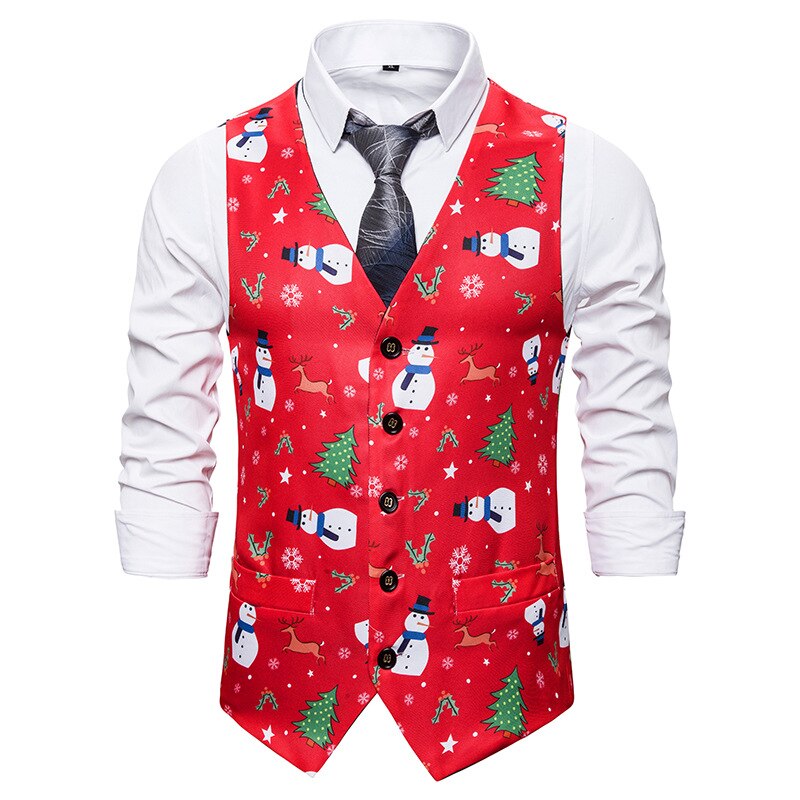 Gilet de noël rouge pour homme, coupe slim, col en v, gilet de fête de noël, chanteur de scène, gilet de costume pour homme, taille xxl