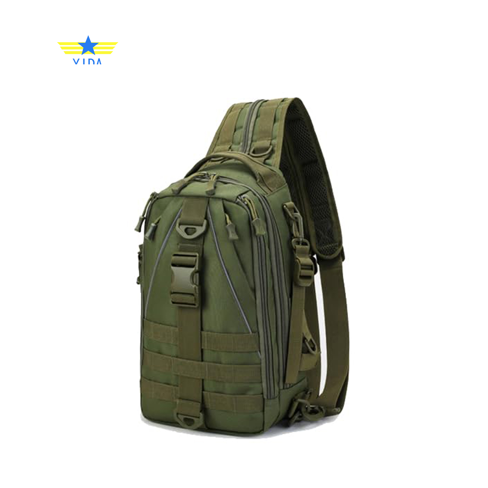 DulBackpack-Sac de poitrine d'extérieur, sac de jour de chasse, sac initié, simple, double, randonnée, escalade: green