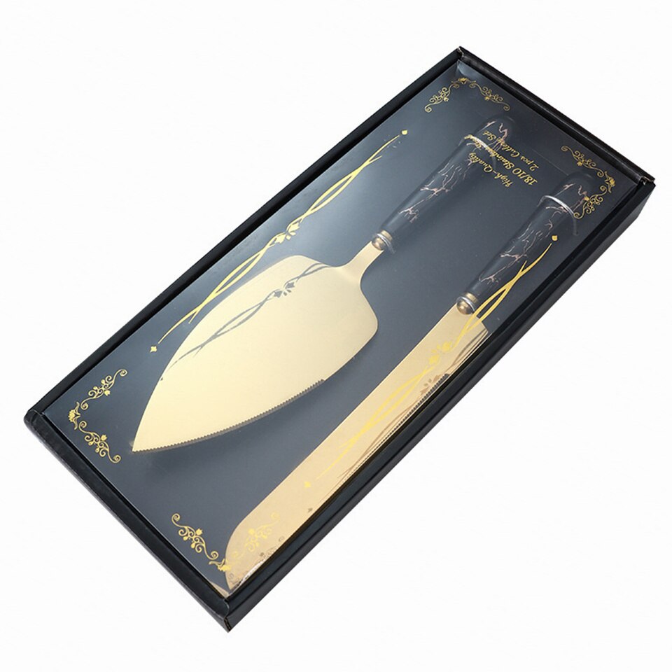 Baking Tools Stainless Steel Plated Blade Cake Pie Birthday Anniversary Party Cake Knife and Spatula Server Set