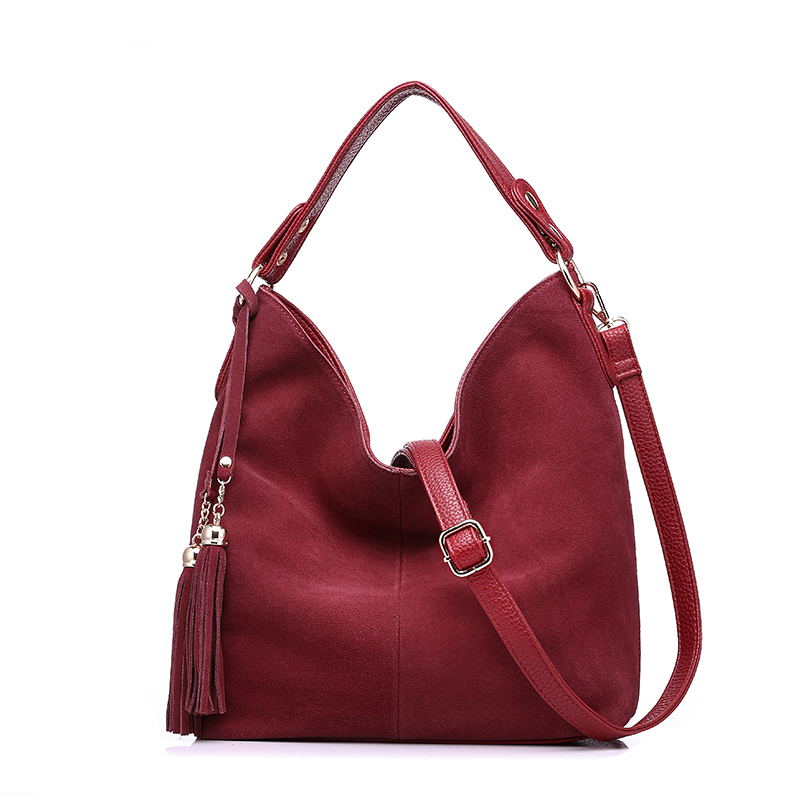 REALER handtas voor vrouwen grote bakken vrouwelijke effen nubuck lederen schoudertas crossbody tas dames messenger bags top-handvat Hobo: Red