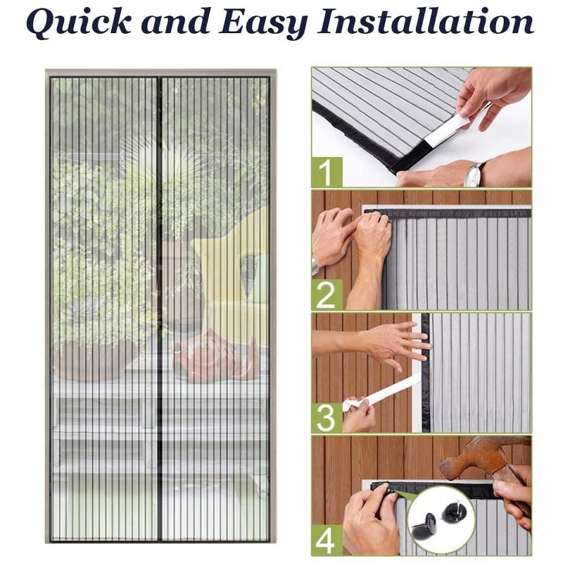 Magnetic Screen Door Curtain Summer Anti Mosquito Insect Fly Bug Screen Mesh Automatic Closing Door Kitchen Curtain