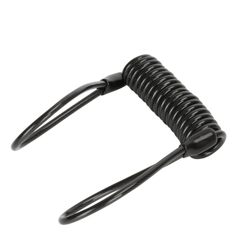 Serrure avec corde en ressort pour scooter,rappel de sécurité, câble anti-vol, à disque, moto, casque de bicyclette, outils pour avertissement, 4 mm, 1.2 m,: Black