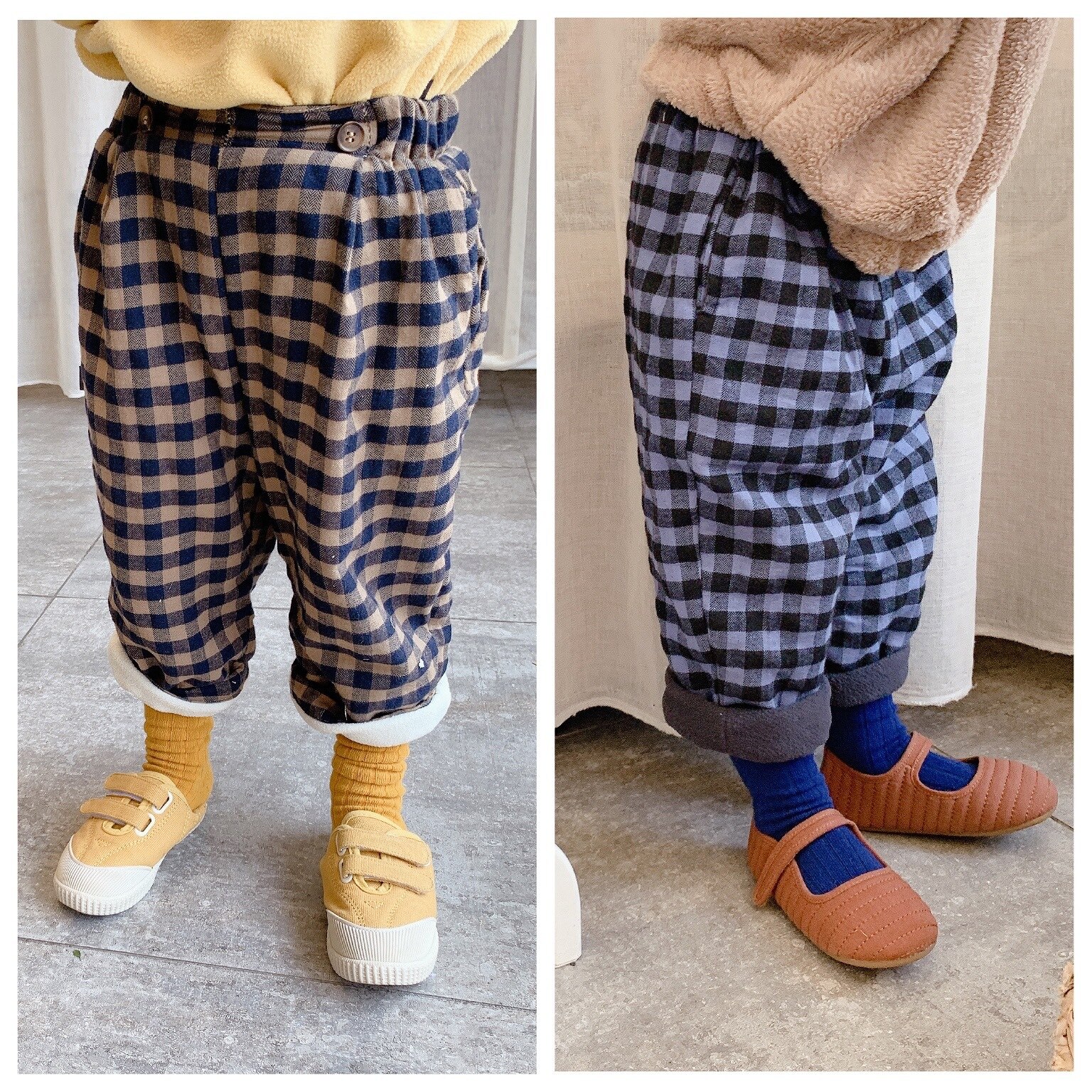 Tonårspojkar byxor barn vinter rutiga haremsbyxor hip hop stil byxor casual lösa flickor legging bomull baby byxor