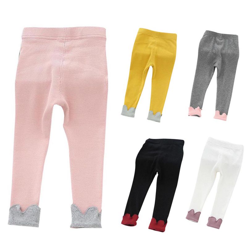 Girls Leggings Children Clothing Floral Patchwork Ankle Leggings Cotton Warm Pants Leg Candy Solid Bottom S2