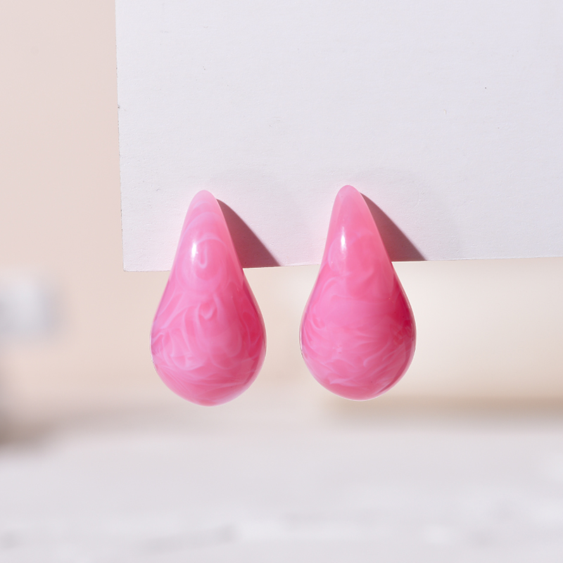 Pendientes grandes con forma de lágrima para Mujer y niña, aretes gruesos de acrílico con forma de gota de agua, color azul, negro, naranja y rojo, 2024: Chapado en platino