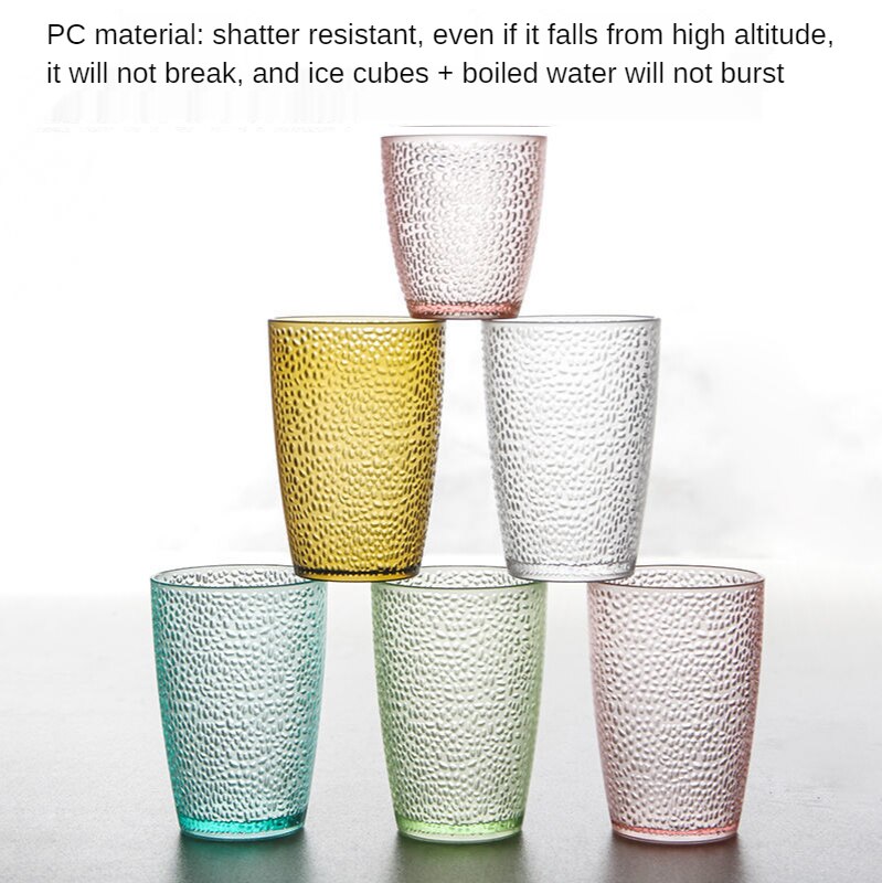 Tasse à eau colorée en acrylique, 5 pièces, 200mL/290mL/380mL, anti-goutte, pour Restaurant, bière, thé, vin, Dessert, magasin